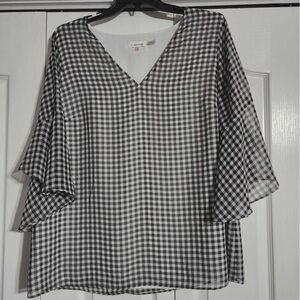 Calvin Klein Black and White Checkered Blouse
